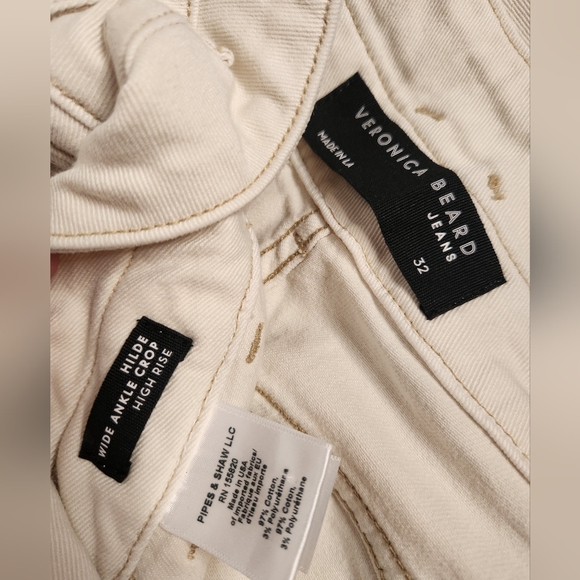 Veronica Beard Cream Hilde Wide Ankle Crop High Rise Jeans Size 32 $329 - Picture 5 of 6